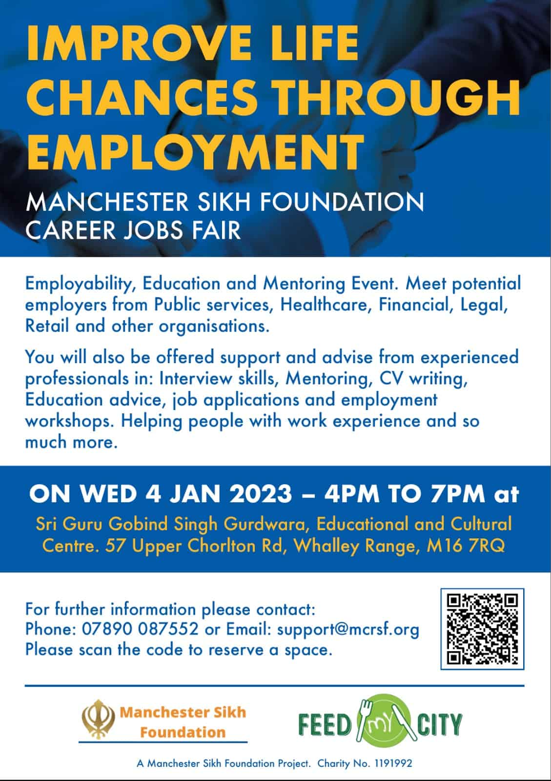 Poster for Manchester Sikh Foundation careers fair
